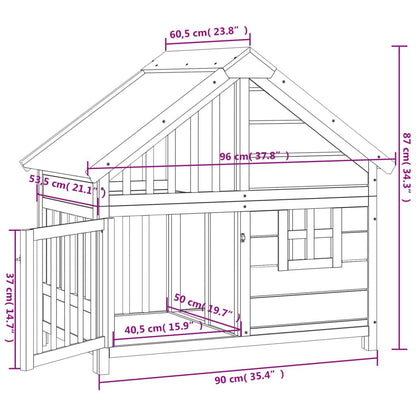 Vidaxl Caseta Para Perros Madera Maciza Pino Color Moca 96x60,5x87 Cm_2