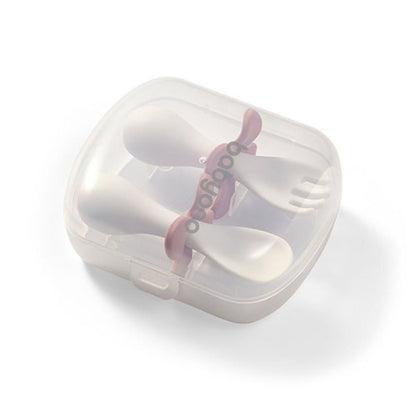 Set De Cubiertos Ergonomicos Para Bebé Con Estuche Pink_4