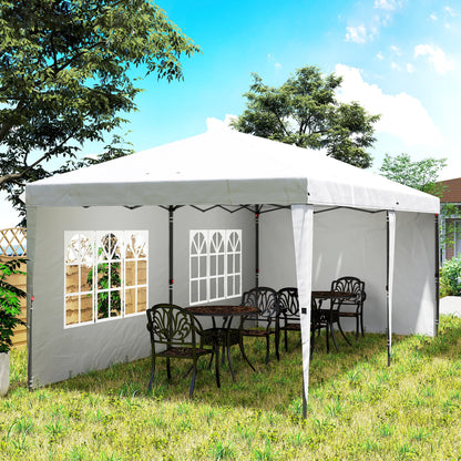 Outsunny Carpa Plegable 6x3 M Con 4 Laterales Desmontables 2 Ventanas Blanco_3