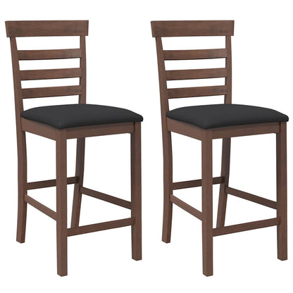Taburetes De Bar Con Cojines 2 Uds Madera Maciza Marrón Caucho_0