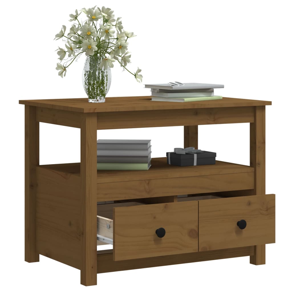 Mesa De Centro De Madera Maciza De Pino Marrón Miel 71x49x55 Cm_4