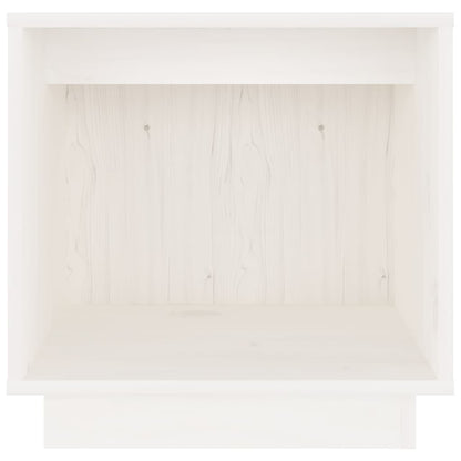 Mesita De Noche De Madera Maciza De Pino Blanco 40x30x40 Cm_2
