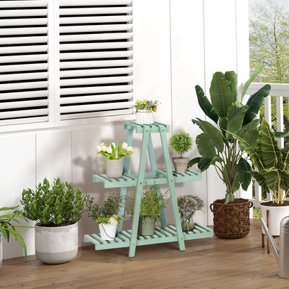 Outsunny Soporte De Madera Para Plantas 3 Niveles Interior Exterior 76x26x76 Cm_1