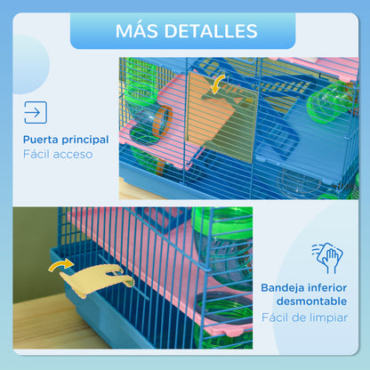 Pawhut Jaula Para Hámster De Múltiples Niveles Con Casa Plataformas 47x30x59cm_5
