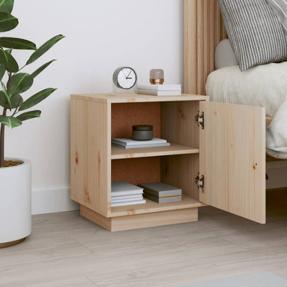 Mesita De Noche Madera Maciza De Pino 40x34x45 Cm_1