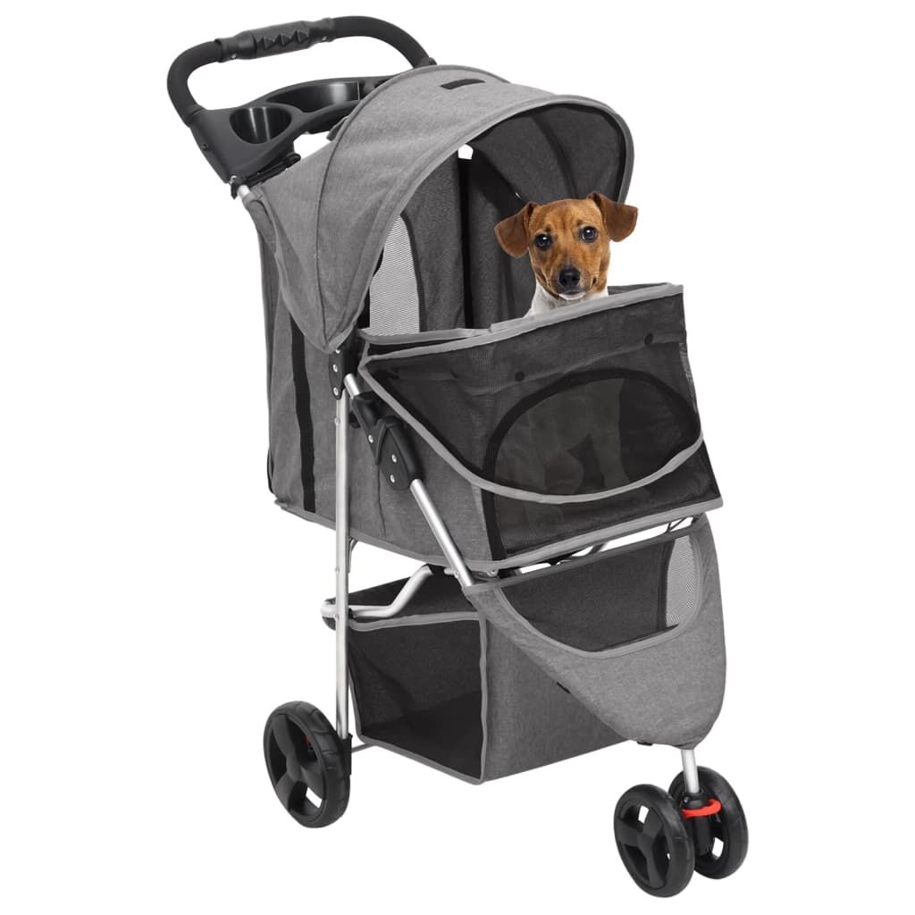 Vidaxl Cochecito Para Perros Plegable Tela Oxford Gris 80x46x98 Cm_1
