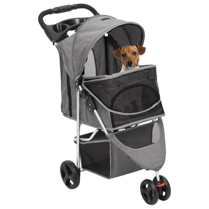 Vidaxl Cochecito Para Perros Plegable Tela Oxford Gris 80x46x98 Cm_1