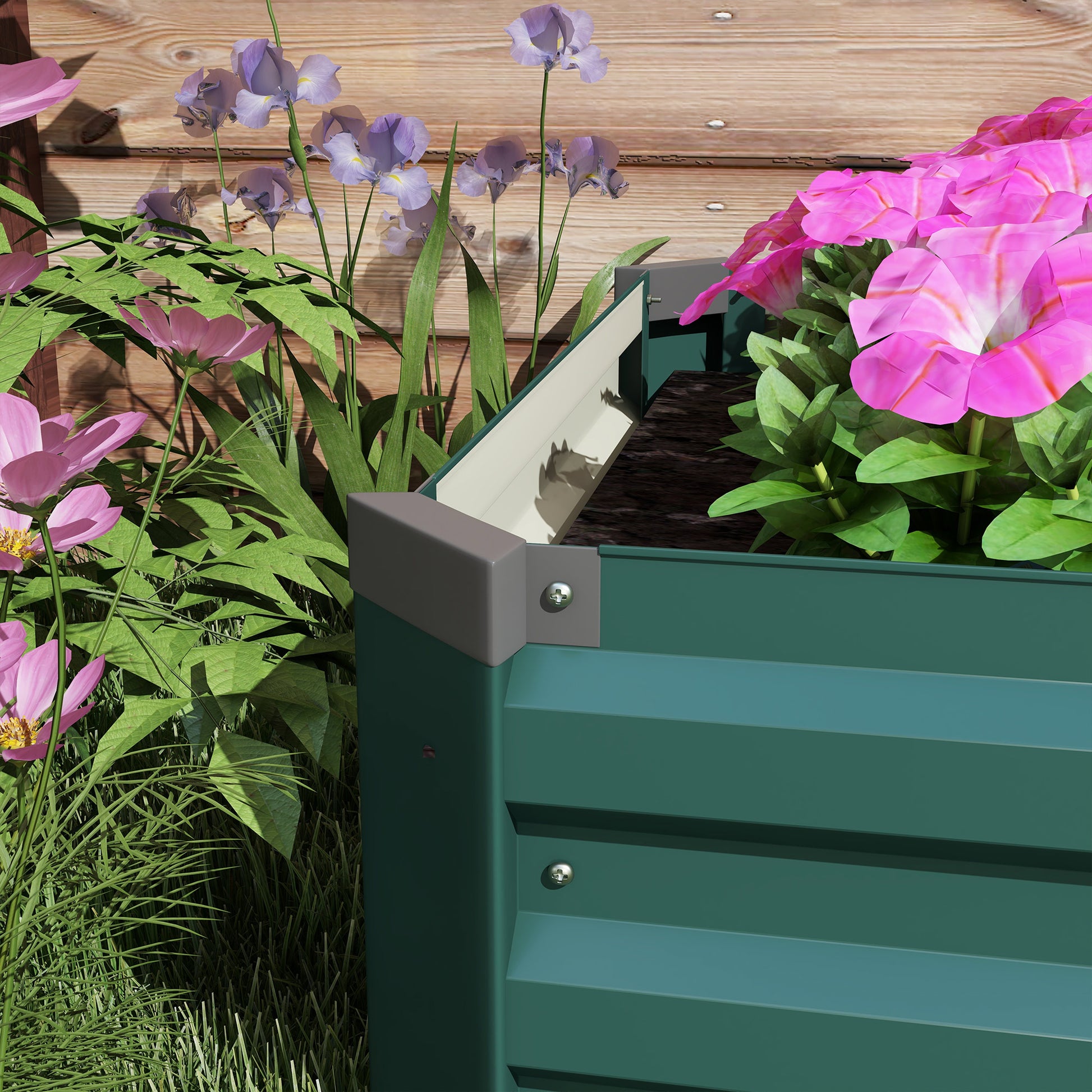 Outsunny Jardinera Exterior Grande Rectangular De Acero Galvanizado 240x60x30 Cm_4