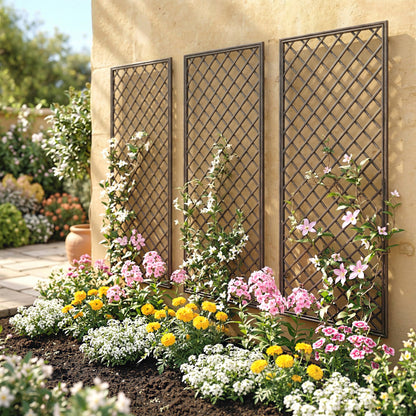 Outsunny Juego De 3 Enrejados De Jardín De Mimbre 43x112 Cm Madera Natural_3