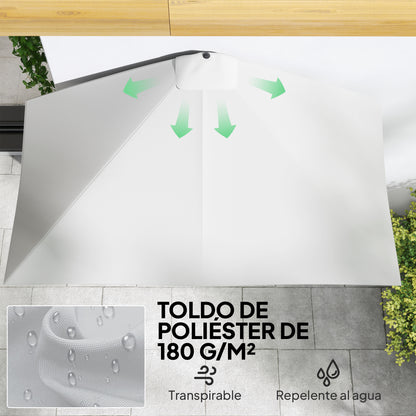 Outsunny Media Sombrilla 230x130x245 Cm Parasol De Pared Con Manivela Crema_5