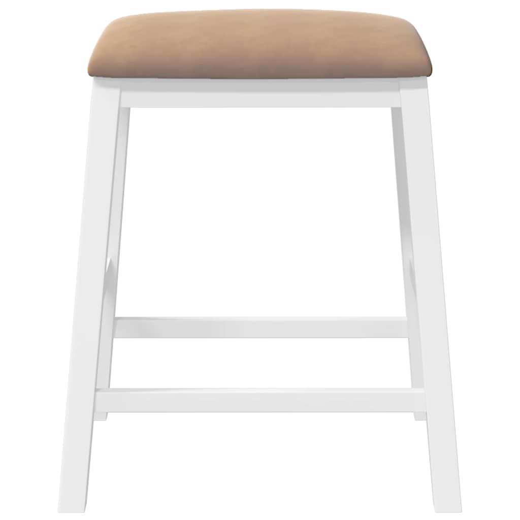Sillas De Bar Con Cojines 2 Uds Madera Maciza Blanca Caucho_3