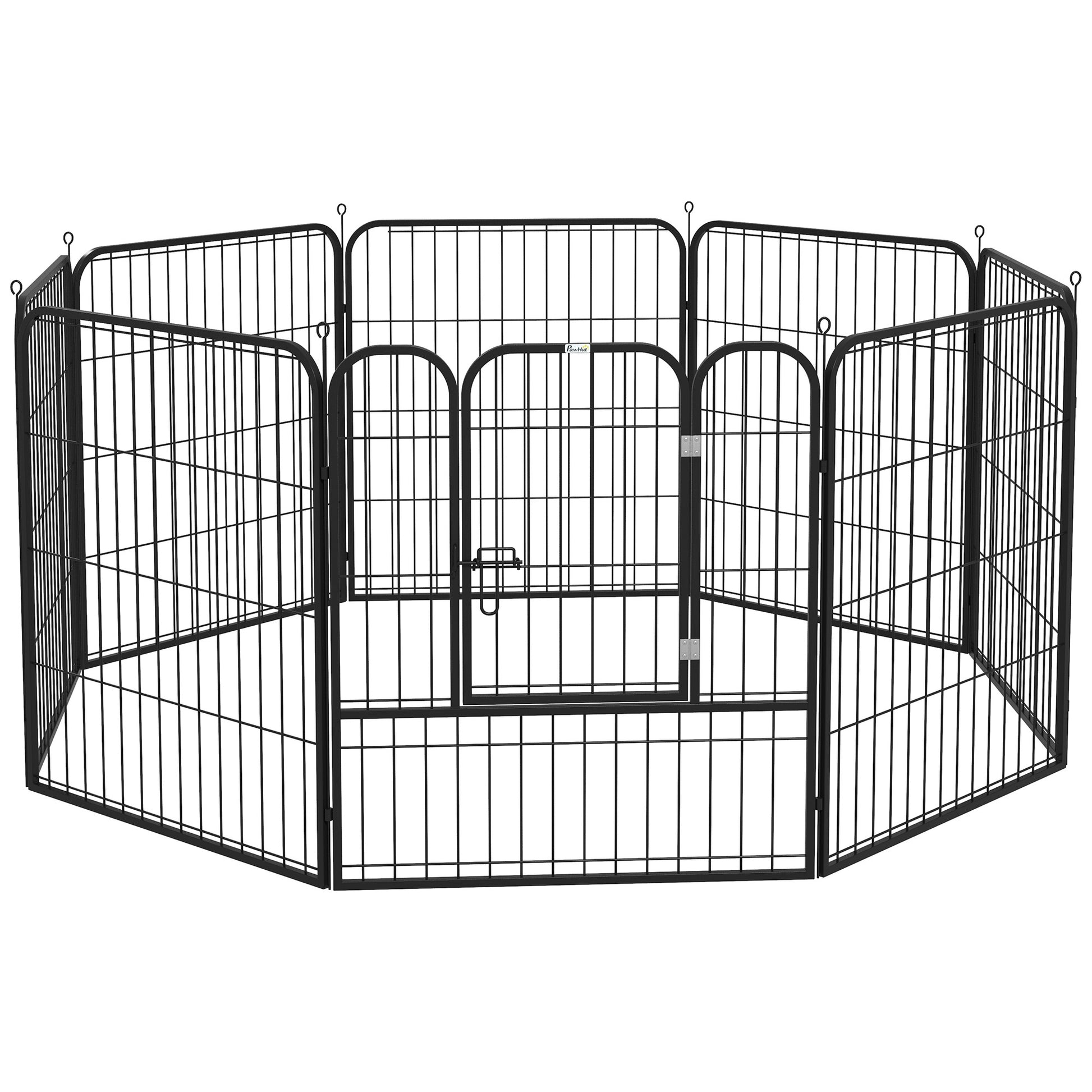 Pawhut Parque Para Mascotas 8 Vallas 80x80 Cm Corral Plegable Puerta Y Doble_0