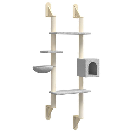 Vidaxl Árbol Rascador Para Gatos De Pared Gris Claro 180 Cm_0