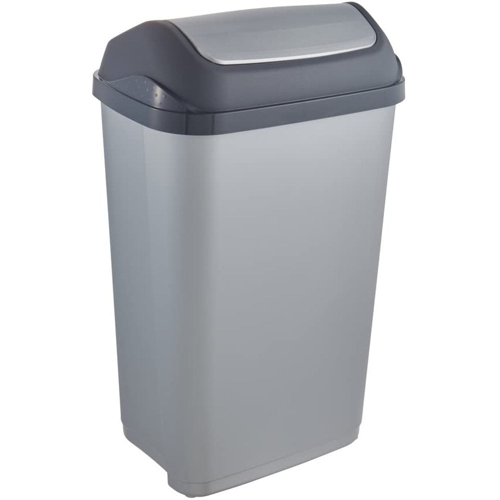 Cubo De Basura Con Tapa Basculante, 50 L, Swantje, Plateado