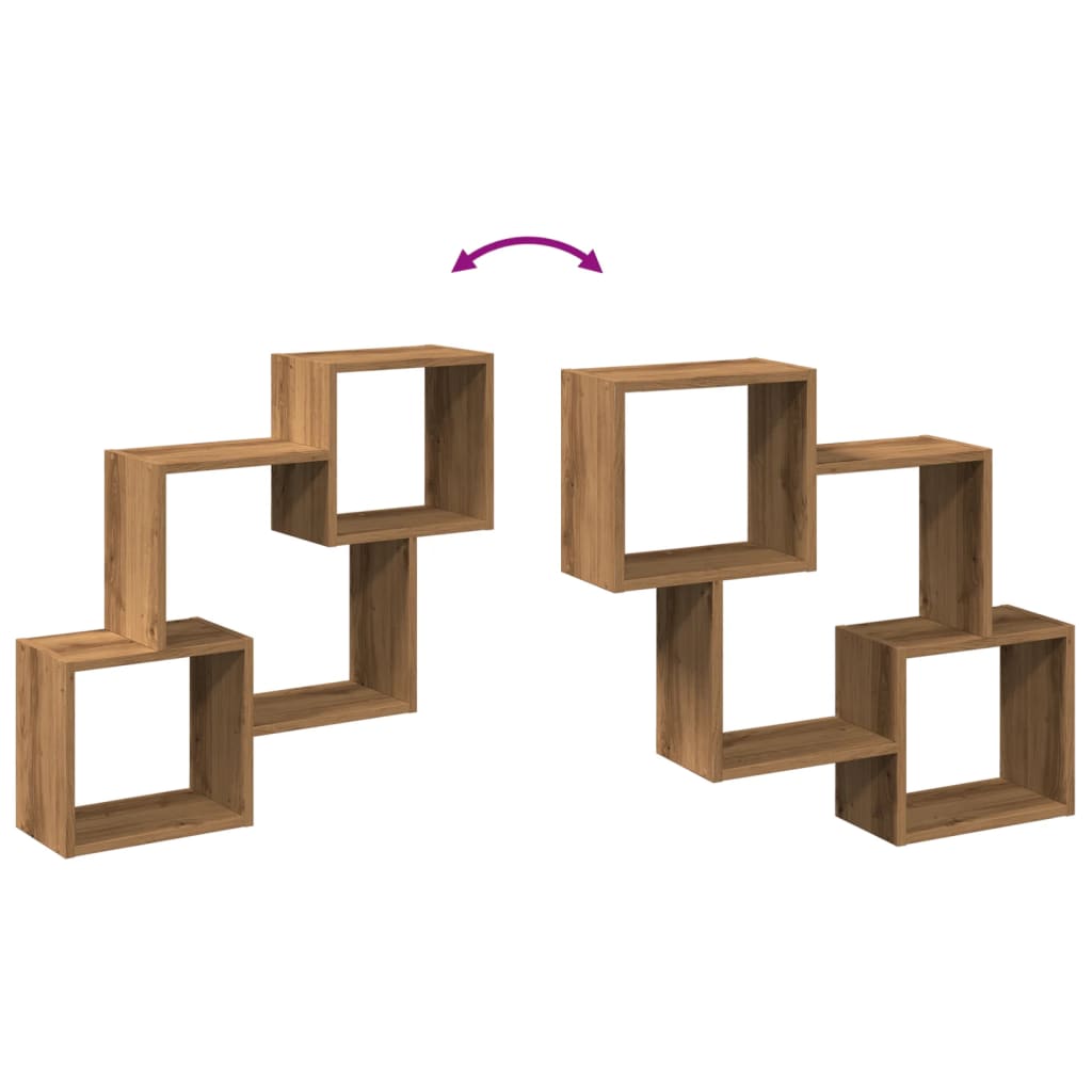 Armario De Pared Madera Ingeniería Roble Artesanal 78x18x71 Cm / Vetonek_1