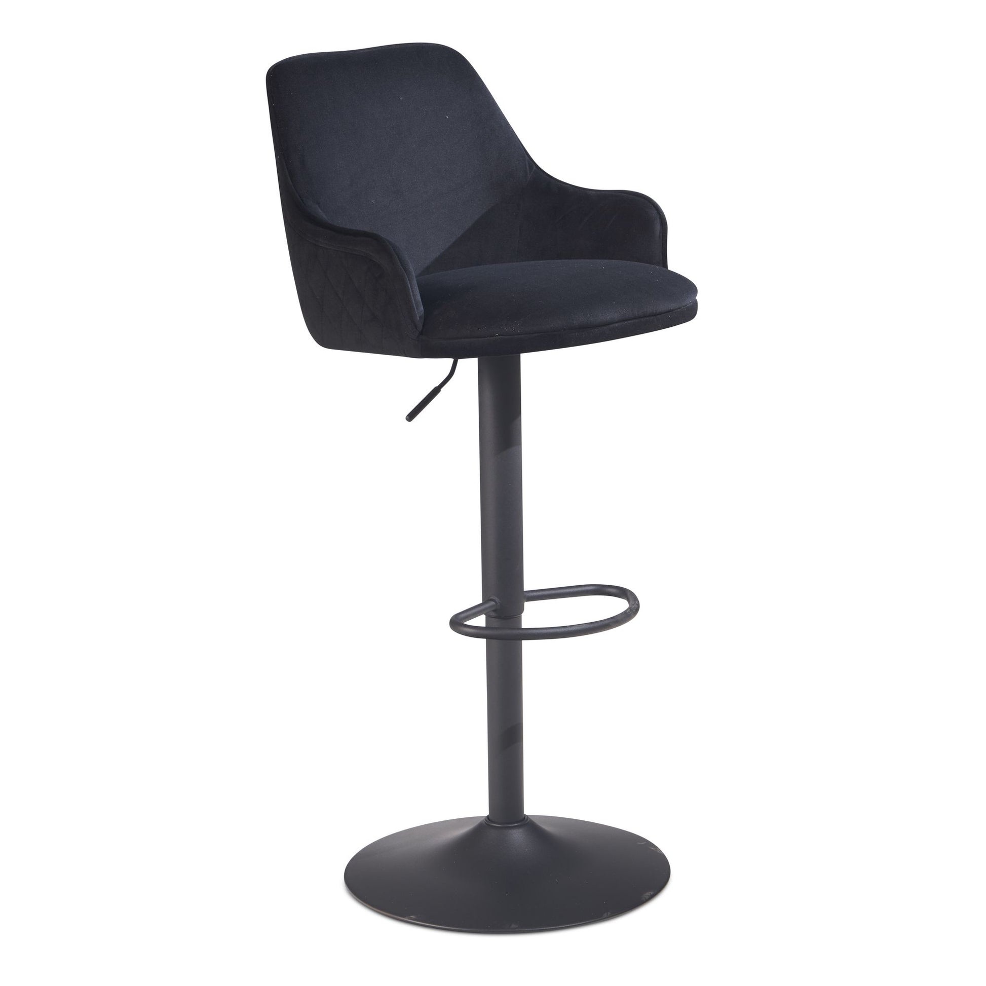 Taburete De Bar, Terciopelo Negro Con Respaldo 86 - 106 Cm_0