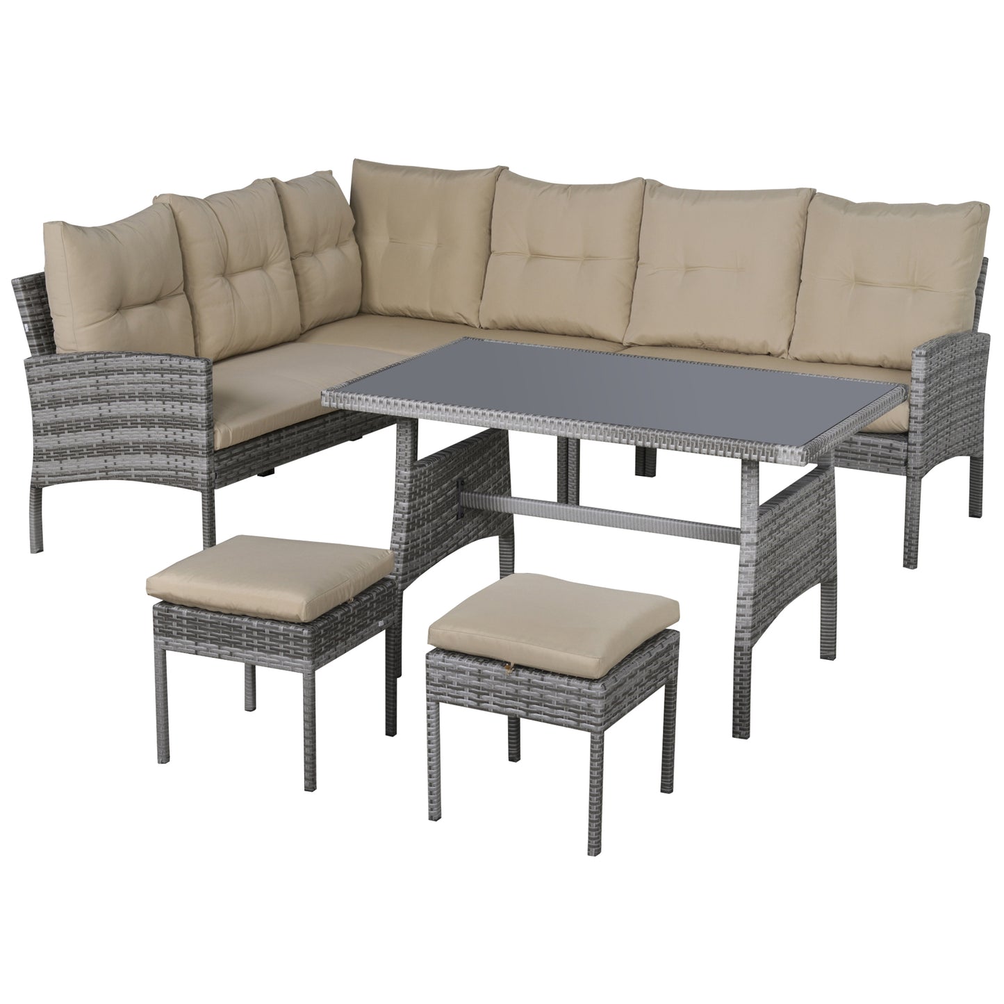 Outsunny Conjunto De Muebles De Jardín 6 Piezas De Ratán Sofás De 2 Plazas_0