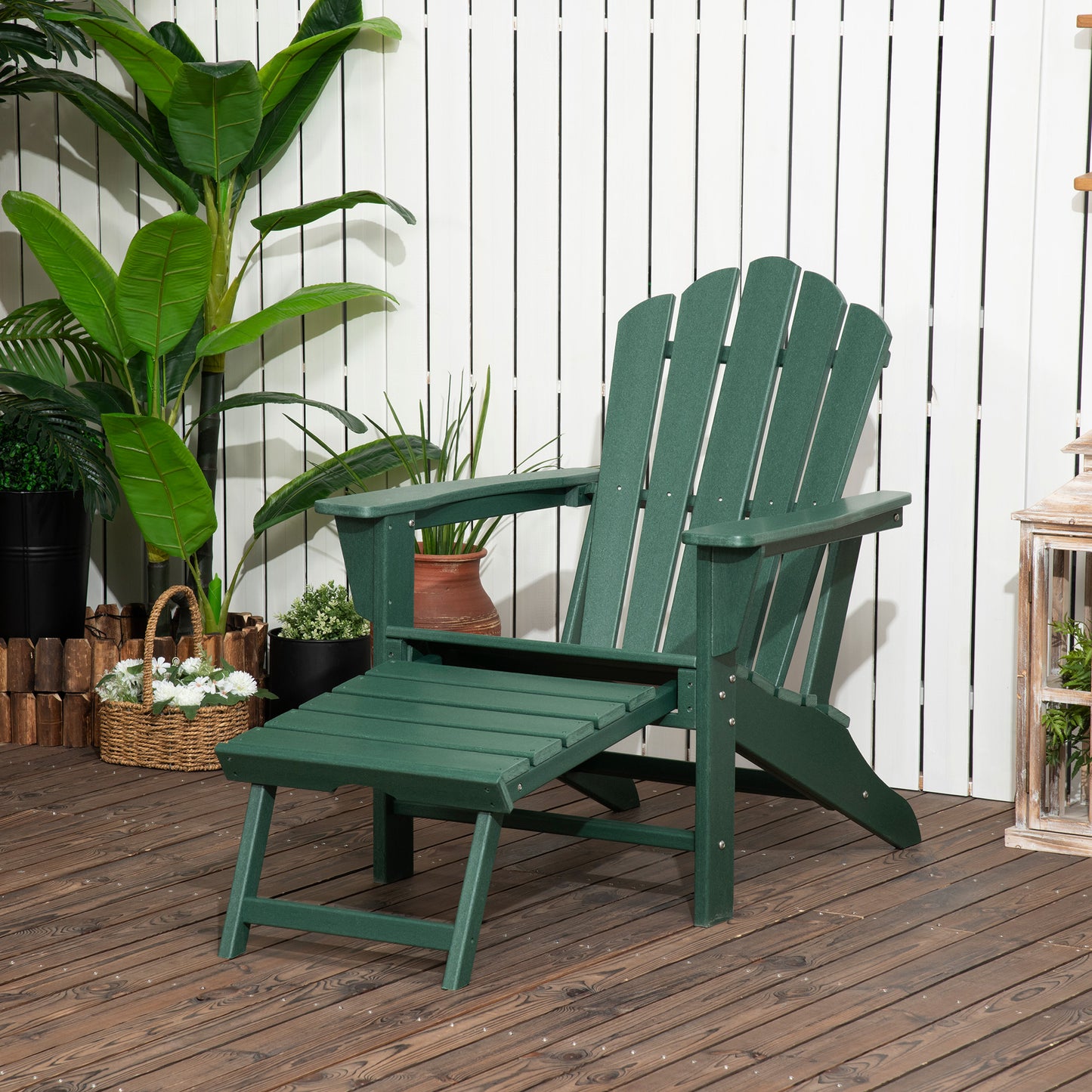 Outsunny Silla Adirondack Con Reposapiés Reposabrazos Respaldo Alto 78x135x95 Cm_1
