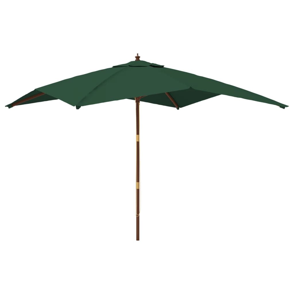 Vidaxl Sombrilla De Jardín Con Poste De Madera Verde 300x300x273 Cm_0