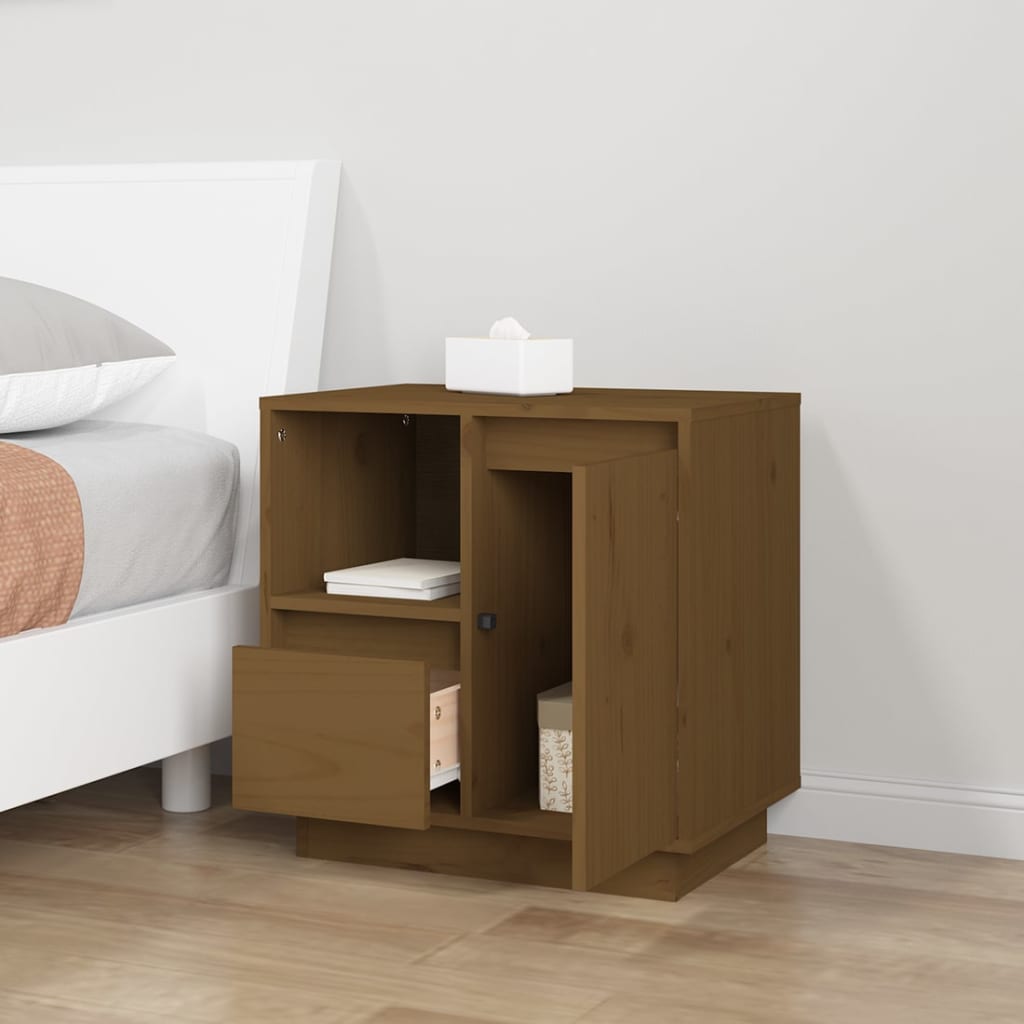Mesitas Noche 2 Uds Madera Maciza Pino Marrón Miel 50x34x50 Cm_2