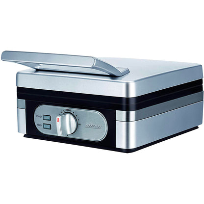 Gofrera Eléctrica Profesional, 2 Gofres Belgas Gruesos, Antiadherente, Regulador Temperatura, Acero Inox. Mpm Mpm-mgo13 Plata