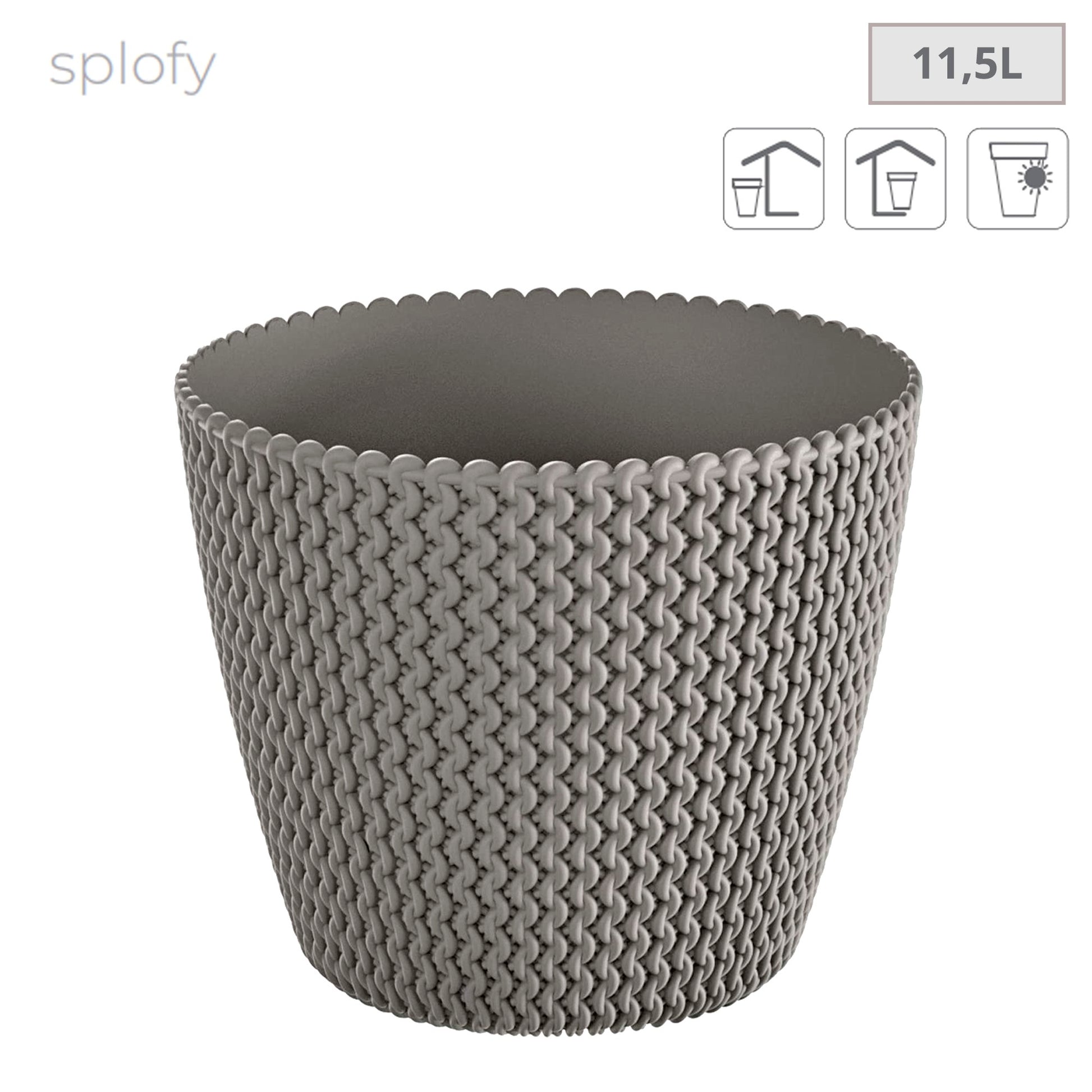 2x Maceta Redonda 11,5l Prosperplast Splofy De Plastico En Color Gris, Ø29,5 X 24,9 Cm_1