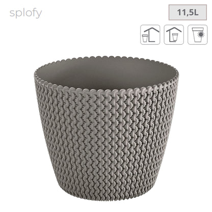 2x Maceta Redonda 11,5l Prosperplast Splofy De Plastico En Color Gris, Ø29,5 X 24,9 Cm_1