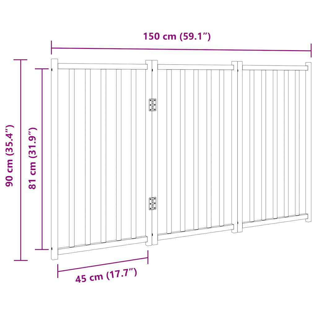 Vidaxl Puerta De Perros Plegable 3 Paneles Madera Abeto Blanco 150 Cm_2