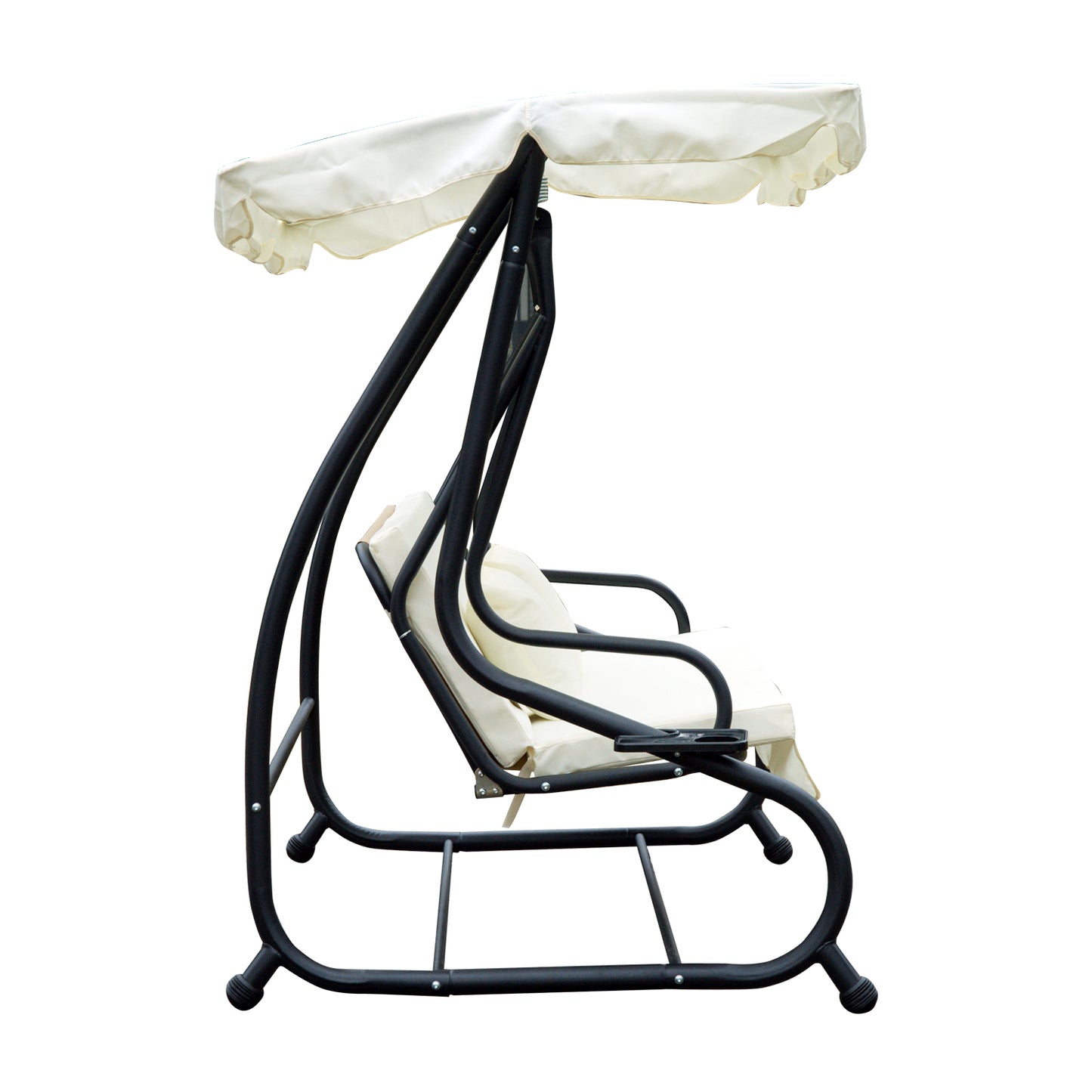 Outsunny Columpio Balancín Jardín Convertible En Cama Techo Ajustable Beige_4