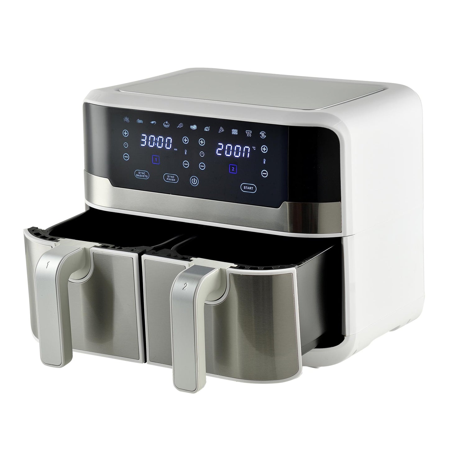 Freidora De Aire 9l 2400w Masterpro Rocket Duo 900 Blanca Con Led Táctil Y 11 Funciones_0