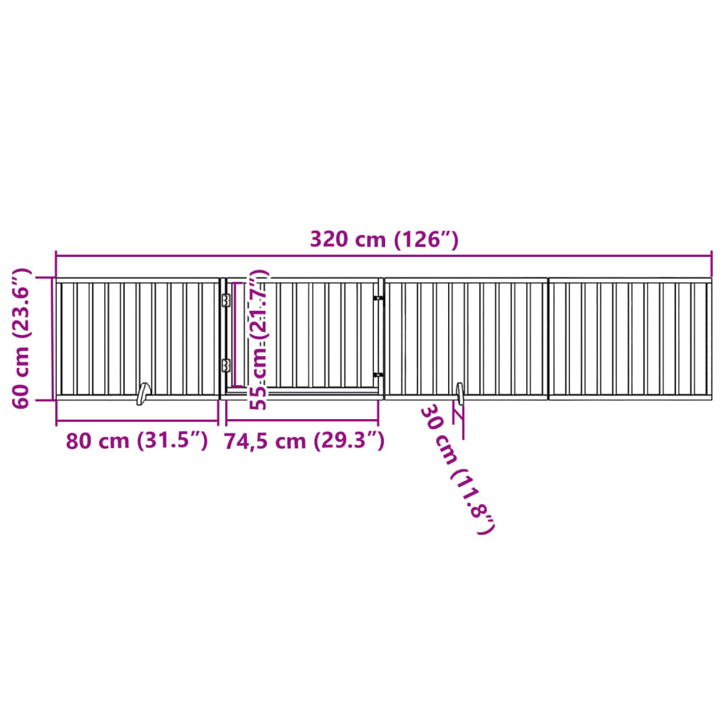 Vidaxl Puerta Para Perros Con Puerta Plegable De 4 Paneles, 320 Cm, Madera De Álamo_2