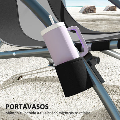 Outsunny Pack De 2 Sillas De Playa Plegables Ligeras Con Respaldo De Malla Negro_5