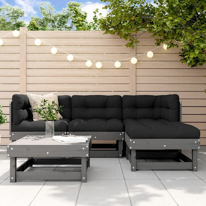 Vidaxl Juego De Sofás De Jardín 5 Piezas Madera Maciza De Pino Gris_1