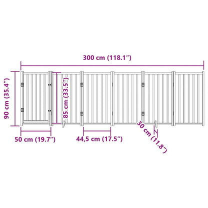 Vidaxl Puerta Para Perros Con Puerta Plegable De 6 Paneles, 300 Cm, Madera Maciza De Abeto_2