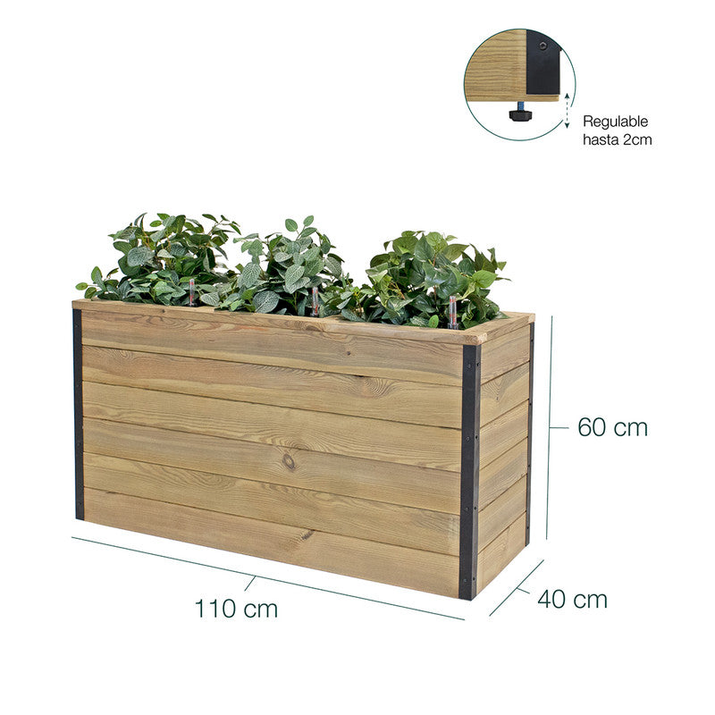 Jardinera De Madera Con Autorriego 110x40x60 Cm Nidum Hortalia_5