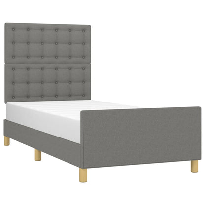 Estructura De Cama Con Cabecero De Tela Gris Oscuro 90x190 Cm / Vetonek_2