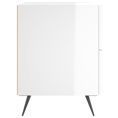 Mesita De Noche Madera De Ingeniería Blanco Brillo 40x35x47,5cm_3