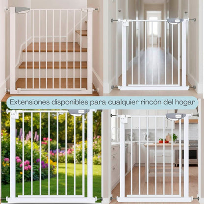 Valla De Seguridad Infantil Y Para Mascotas, Ancho Ajustable De 75 A 84 Cm, Blanco Jowy_2