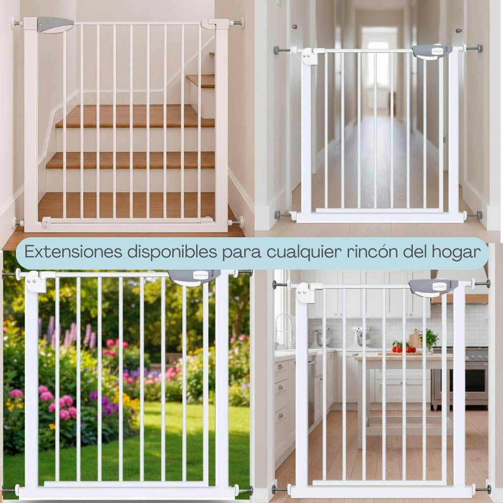 Bathby | Valla De Seguridad Infantil Y Para Mascotas, Ancho Ajustable De 75 A 84 Cm, Color Blanco_2