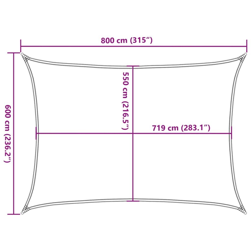 Vidaxl Toldo De Vela Rectangular Hdpe Azul 160 G/m² 6x8 M_2