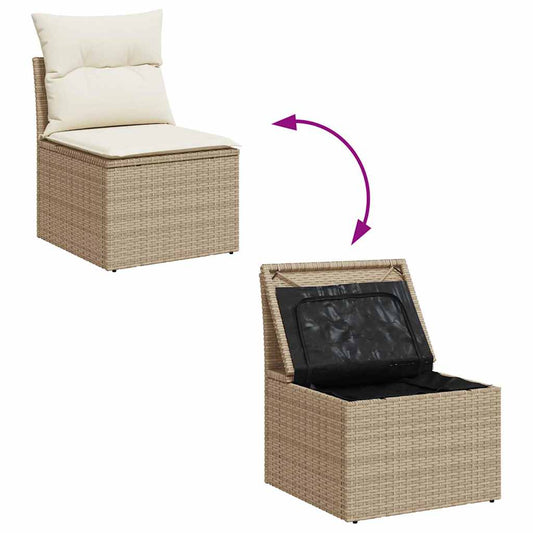 Set Sofás Jardín Y Cojines 6 Pzas Ratán Sintético Acacia Beige / Vetonek_0