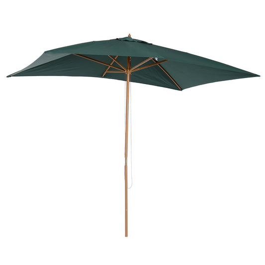 Outsunny Sombrilla Parasol 3x2x2,55m Jardín Terraza Poliéster 180g/m² Y Madera_0