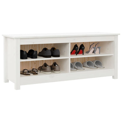 Banco Zapatero Madera Maciza De Pino Blanco 110x38x45,5 Cm / Vetonek_5