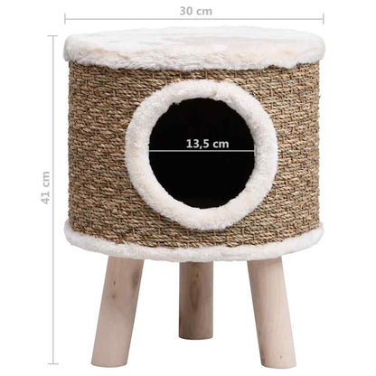 Vidaxl Casa Para Gatos Con Patas De Madera 41 Cm Hierba Marina_2