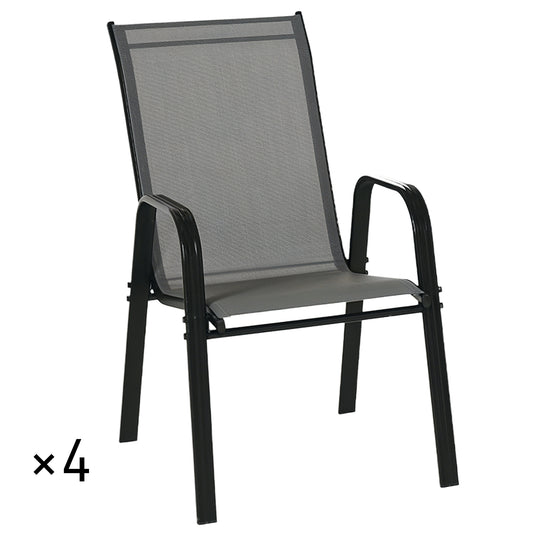 Outsunny Juego De 4 Sillas De Jardín Exterior 54x75,5x95 Cm Gris_0