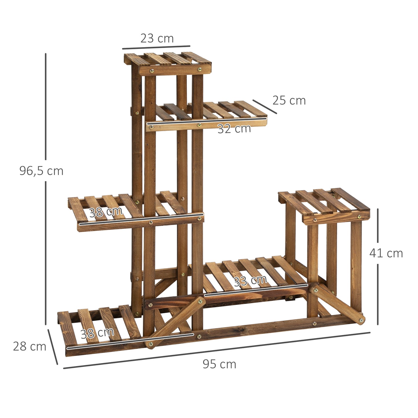 Outsunny Soporte Madera Flores Estantería De Macetas Con 6 Estantes 95x28x96,5cm_2