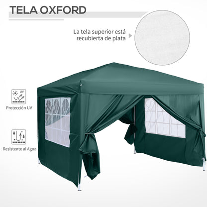Outsunny Carpa Gazebo Con Paredes Desontables Ventanas Visibles Incluye Bolsa_5