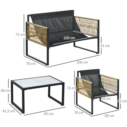 Outsunny Conjunto De Jardín Exterior De Ratán Sintético De 4 Piezas Crema_2