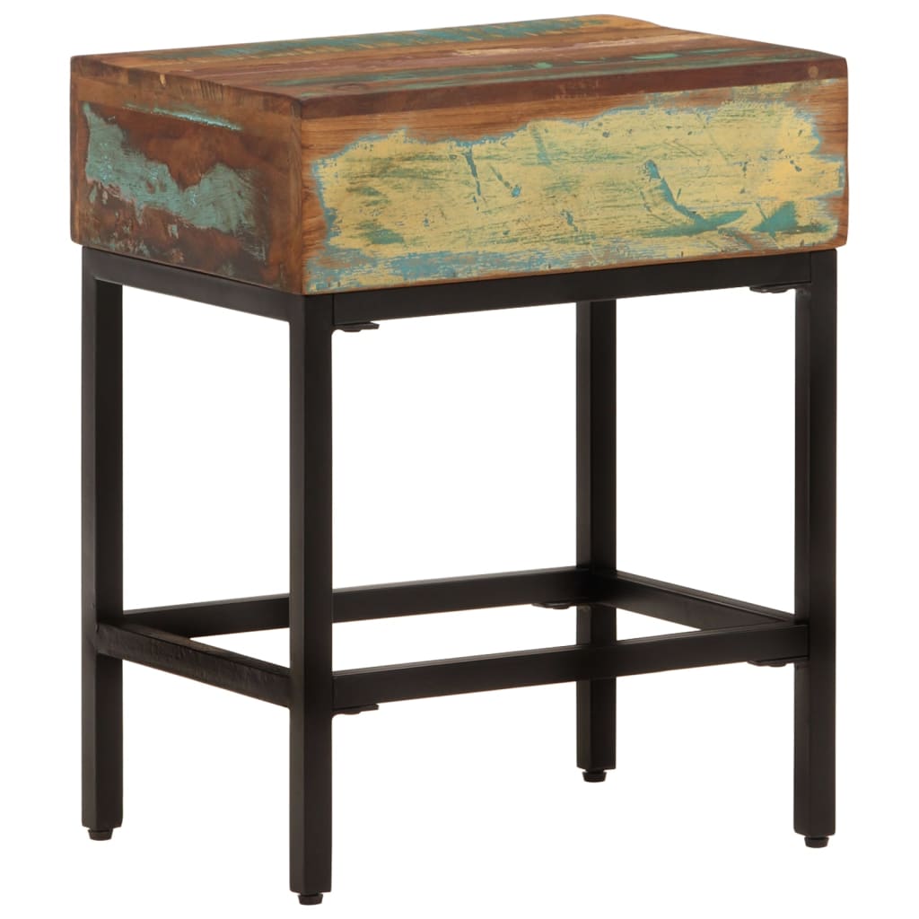 Mesa Auxiliar Madera Maciza Reciclada 40x30x51 Cm_3
