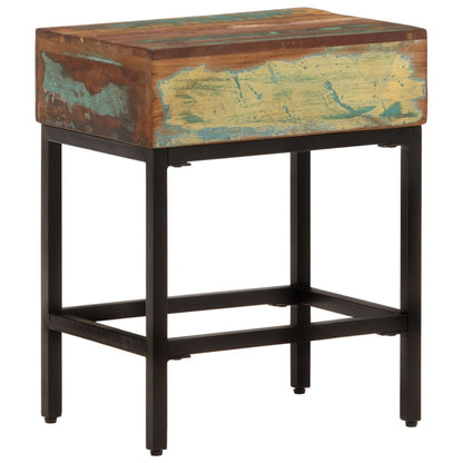 Mesa Auxiliar Madera Maciza Reciclada 40x30x51 Cm_3
